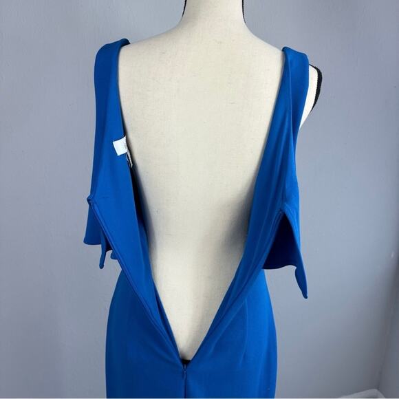 Badgley Mischka Fallon Maxi Gown Crepe Cobalt Blue - Picture 11 of 13